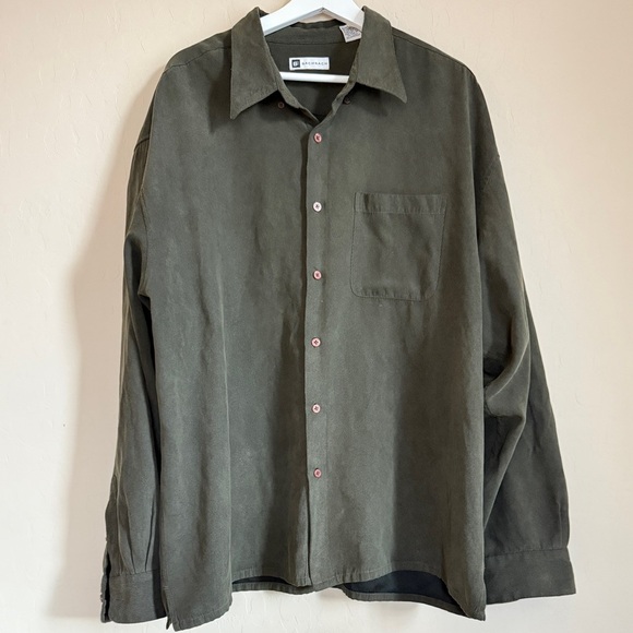 Bachrach Men’s Dark Green Button Down Long Sleeve Shirt Jacket Soft Thick XXL - Picture 1 of 6